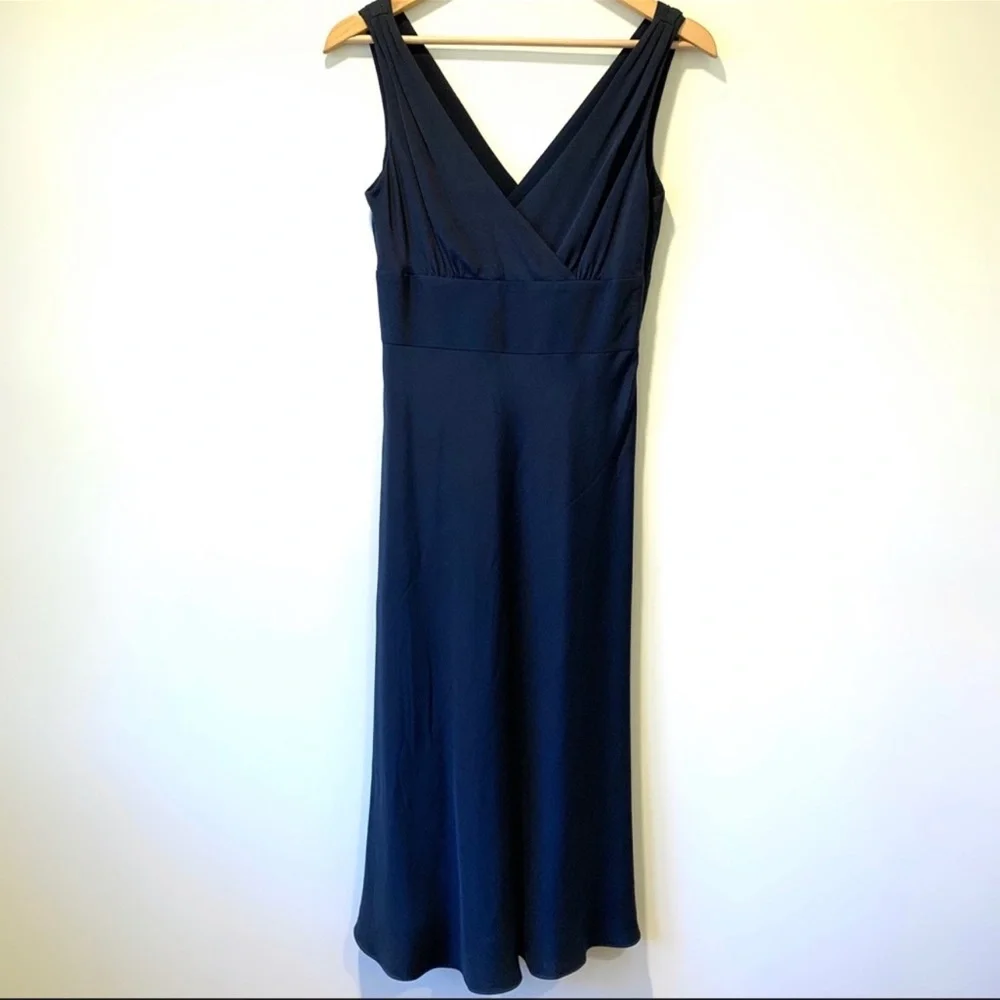 J. Crew 100% Navy Silk Sophia Dress A-Line Sz 8